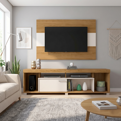 Combo Rack Panel Theo Natural/Blanco TV 55"